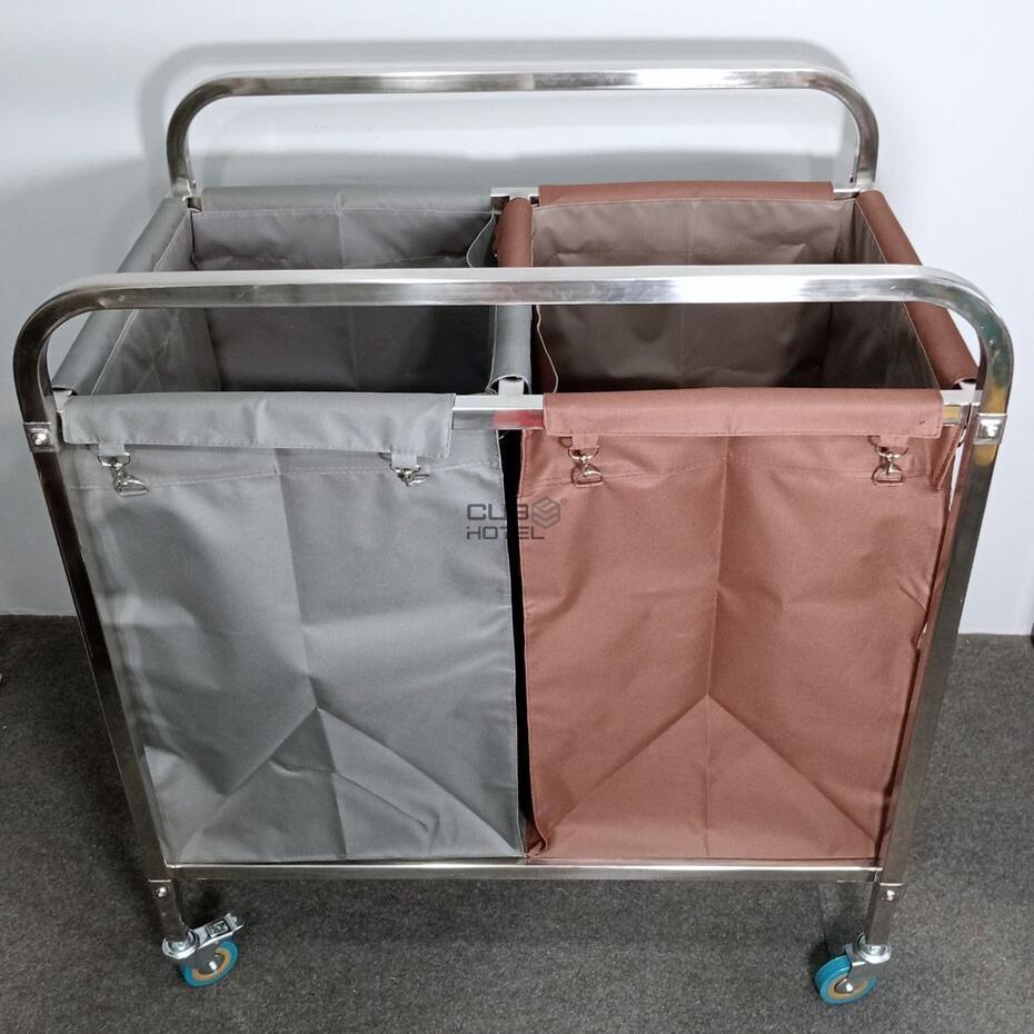 Carro Lavandaria com 2 sacos Inox